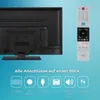 A television set and its remote control are shown, along with icons representing various connection ports and their descriptions. Produktbild-Vorschau