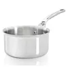A stainless steel saucepan with a handle, isolated on a white background. Voir les images du produit