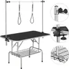 A grooming table for pets with adjustable loops and a storage basket. Produktbild-Vorschau