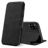 A black flip case for a smartphone is shown from two angles against a white background. Produktbild-Vorschau