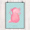 Mr. & Mrs. Panda Bild Axolotl Hurra DIN A2 - Türkis Pastell Produktbild-Vorschau 2
