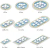 A diagram showing different sizes of pool winter air cushions with dimensions labeled. Produktbild-Vorschau