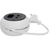 A white spherical power strip with a black top, featuring outlets and USB ports, connected to a white power cord and plug. Produktbild-Vorschau