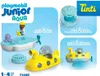 A collage of Playmobil Junior Aqua toys, including a boat and a submarine, with descriptive text and logos. Anteprima dell’immagine prodotto