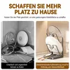 A split image showing a chaotic kitchen counter on the left and an organized kitchen counter with a pot lid and cutting board organizer on the right. Produktbild-Vorschau