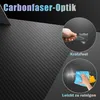 Close-up of a carbon fiber textured surface with illustrative circles showing scratch resistance and ease of cleaning. Voir les images du produit