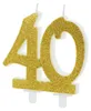 Świeczka urodzinowa '40', czterdziestka, złota, 7.5 cm Podgląd zdjęcia produktu 1