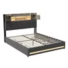 Lit tapissier INONEFT 140x200 cm avec LED et USB, lit Voir les images du produit 12