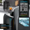 A close-up view of a kettle's double-wall construction, with text highlighting its features and materials. Produktbild-Vorschau