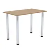 A simple table with a light brown top and four silver legs, isolated on a white background. Produktbild-Vorschau