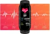 A smart band displaying health metrics against a background with heart rate graphs. Podgląd zdjęcia produktu