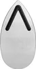 A close-up, top-down view of a silver, teardrop-shaped object with a black V-shaped accent at the top. Produktbild-Vorschau