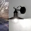 A rustic outdoor wall lamp mounted on a textured wall, with a blurred background of trees and a path. Anteprima dell’immagine prodotto
