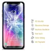A smartphone screen protector with a cracked screen effect, next to a list of its features. Produktbild-Vorschau