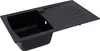 A black kitchen sink with a drainboard. Produktbild-Vorschau