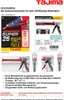 A collage of images showing a caulk gun and its features, along with product information. Produktbild-Vorschau