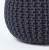 HOMESCAPES Kulatý pletený puf, 100% bavlna, černý Náhled obrázku produktu 4