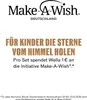 Marketing image for Make-A-Wish Deutschland with a slogan about bringing stars from the sky for children. Produktbild-Vorschau