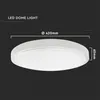 A white LED dome light is shown against a black background with measurement annotations. Náhled obrázku produktu
