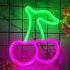 Rosa Kirsche Leuchtreklame LED Neonlicht USB Nachtlicht Produktbild-Vorschau 1
