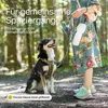 A person and a dog are on a walk in a forest setting. Produktbild-Vorschau