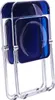 A folded blue and silver folding chair. Podgląd zdjęcia produktu