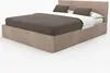 A bed with a headboard, mattress, and pillows, presented on a white background. Náhled obrázku produktu