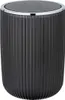 A black trash can with a silver rim and a dark gray lid. Produktbild-Vorschau