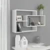 A white wall-mounted shelf with books and decorative items. Produktbild-Vorschau
