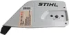 A white chainsaw part with a label and brand name. Produktbild-Vorschau