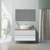 Mobile bagno sospeso 100cm bianco lucido top rovere lavabo Anteprima dell’immagine prodotto 2