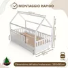 Crazy Pine Letto a Casetta Bianco con Cassetto 80x160 cm – Anteprima dell’immagine prodotto 3
