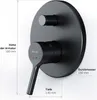 A black under-plaster mixer tap with dimensions indicated. Produktbild-Vorschau