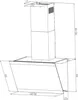 A technical drawing of a kitchen hood with dimensions indicated. Produktbild-Vorschau