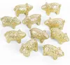 10 Mini Glücksschwein Figuren gold glitzernd 2 cm Produktbild-Vorschau 1