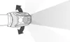 An illustration showing the adjustable angle of a headlamp. Produktbild-Vorschau