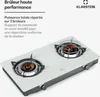 A white and black two-burner gas stovetop is shown against a white background. Podgląd zdjęcia produktu
