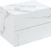 A white and gray marble-patterned nightstand with two drawers. Anteprima dell’immagine prodotto