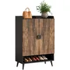 A shoe cabinet with a wooden front and black sides, placed on a white background. Náhľad obrázku produktu