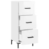 A white, three-drawer cabinet with black handles and legs, shown against a white background. Náhľad obrázku produktu