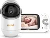 A white electronic baby monitor with a camera and a wireless receiver displaying a sleeping baby. Náhľad obrázku produktu