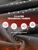 Close-up of a dark gray fabric with water droplets on it, overlaid with text and icons describing its features. Podgląd zdjęcia produktu