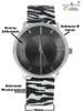 Damen Armbanduhr Zebra schwarz weiss animal print Edelstahl Produktbild-Vorschau 2
