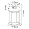 A line drawing of a plant stand with a pot, showing dimensions. Produktbild-Vorschau