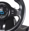 A close-up view of a gaming steering wheel with buttons and a logo. Anteprima dell’immagine prodotto