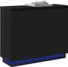 vidaXL Buffet LED noir aspect chêne 90 x 32 x 75 cm Voir les images du produit 3