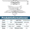 A diagram and table showing the specifications of a flower-shaped LED ceiling light. Náhled obrázku produktu