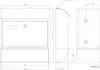 Technical drawing of a mailbox showing front, side, and back views with dimensions. Produktbild-Vorschau