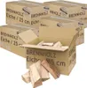A collage of cardboard boxes filled with firewood, with some firewood pieces scattered in front. Náhled obrázku produktu