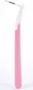 A single interdental brush with a pink handle and white head with black bristles, isolated on a white background. Voir les images du produit